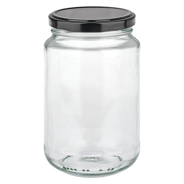 375 ml rund krukke med BasicSeal-låg sort UNiTWIST