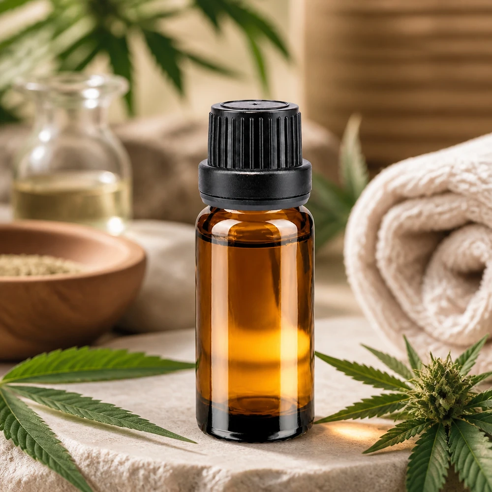 Apoteksflaske brun 10ml dryp v. Pr. 2mm sort OV Brun 10 ml glasflaske med sort børnesikret låg til CBD-olie og naturkosmetik