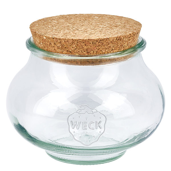 560 ml smykkekrukke WECK RR80 med kork natur WECK smykkekrukke 560ml RR80 med naturligt korklåg opbevaringskrukke konserveringskrukke med korklåg