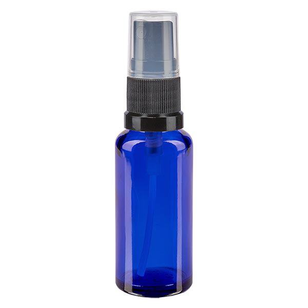 Apotekerflaske blå 30 ml spraytilbehør sort Apotekerflaske blå 30 ml spraytilbehør sort