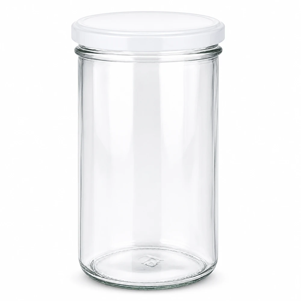 277 ml Briller med BasicSeal-låg hvid UNiTWIST 277 ml murerbalje med hvidt BasicSeal-låg - tom klar glasbalje til syltetøj og konserves