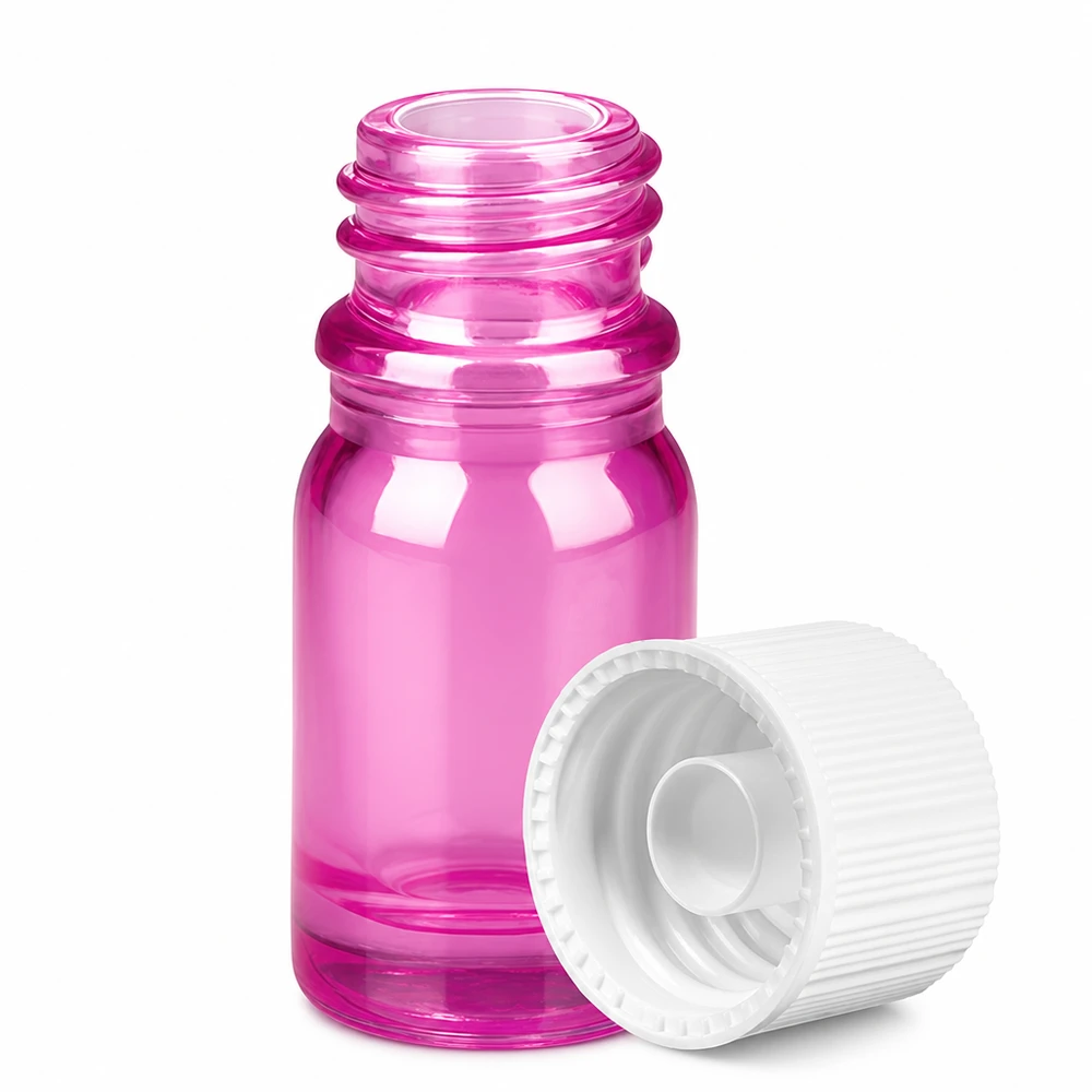 5ml flaske 11mm skruelåg hvid standard PurpleLine UT18/5 Lille 5 ml violet glasflaske med hvid hætte til æteriske olier og essenser