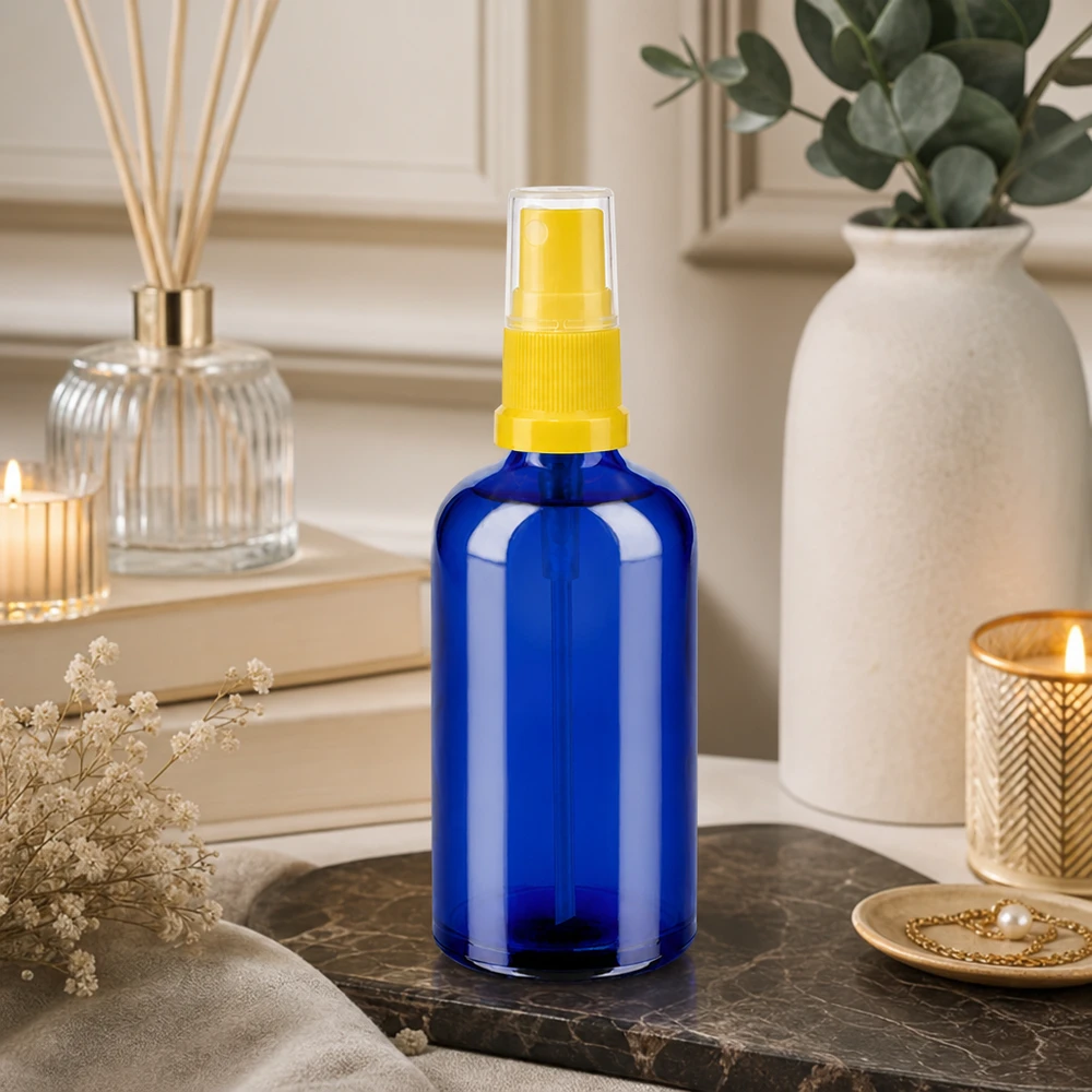100 ml sprayflaske gul/tr. STD BlueLine UT18/100 Premium glasflaske 100 ml med STD-gevind og forstøver til professionel brug