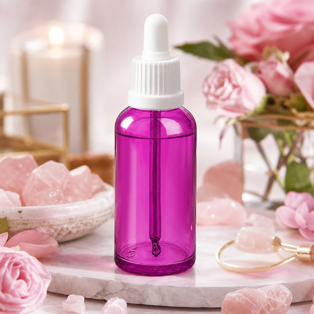 50 ml pipetteflaske hvid Originality skruelåg PurpleLine UT18/50 Kompakt 50 ml violet flaske med pipette til præcis dosering af serum og olier