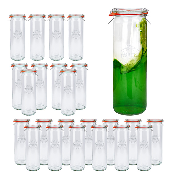 Sæt med 24 Weck-krukker cylinderglas 600 ml, 1/2 liters Briller