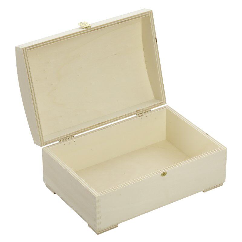 Trækasse (kiste) med hvælvet låg 26x17x11cm