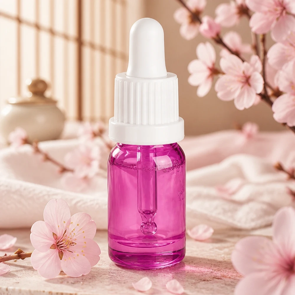 5 ml pipetteflaske hvid originalitet skruelåg PurpleLine UT18/5 Elegant violet pipetteflaske 5 ml med hvid dråbetæller til hudplejeolier og -essenser