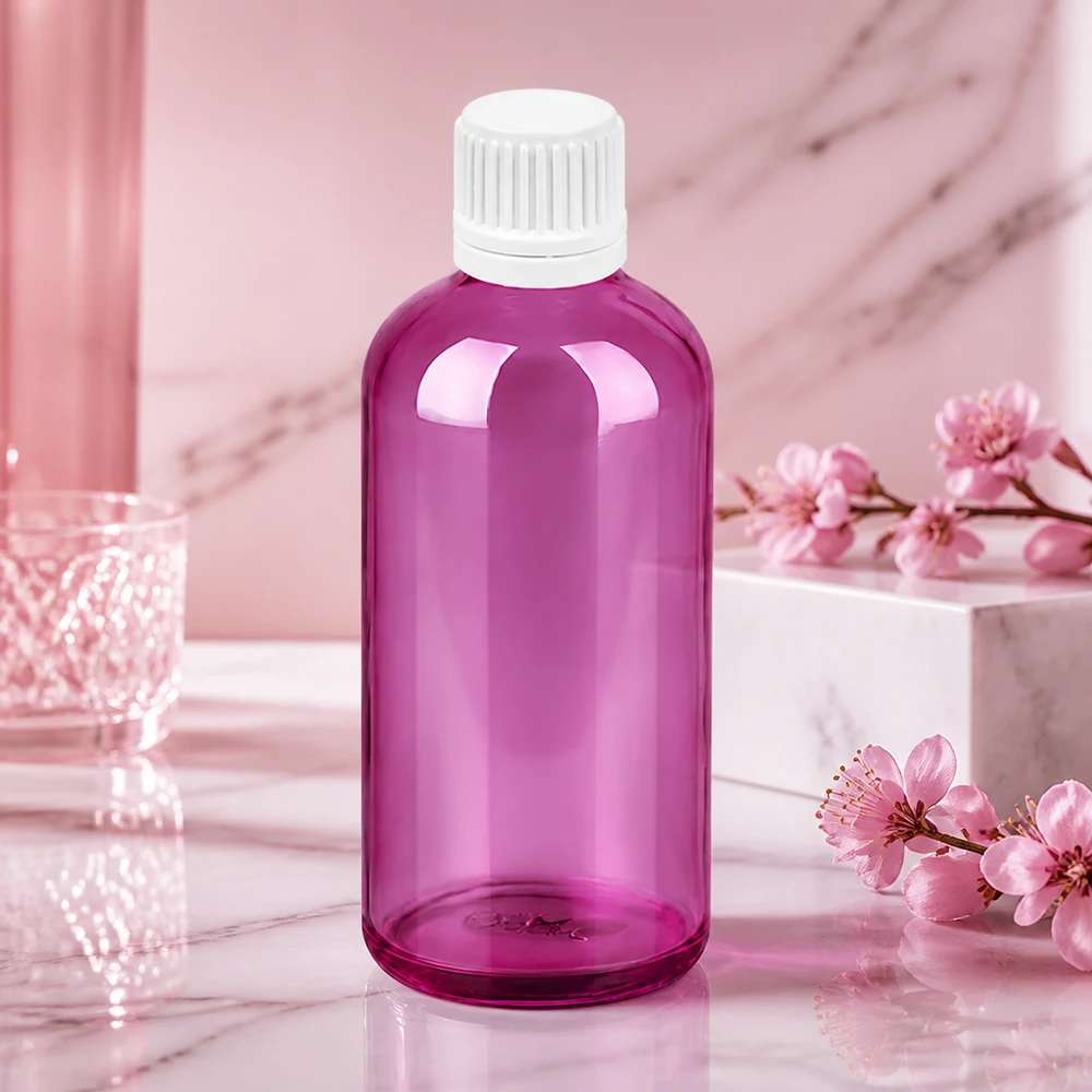 100 ml dråbeflaske 0,7 mm hvid Originality skruelåg PurpleLine UT18/100 Kompakt 100 ml PurpleLine-flaske med en 0,7 mm åbning til præcis drypning til medicinske anvendelser
