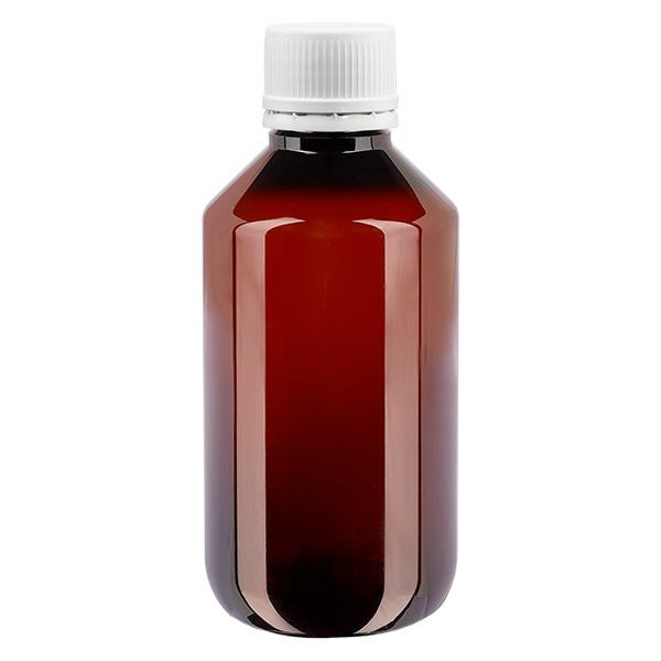 PET-flaske 200 ml med hvid OV med fine riller PET-flaske 200 ml med hvid OV med fine riller