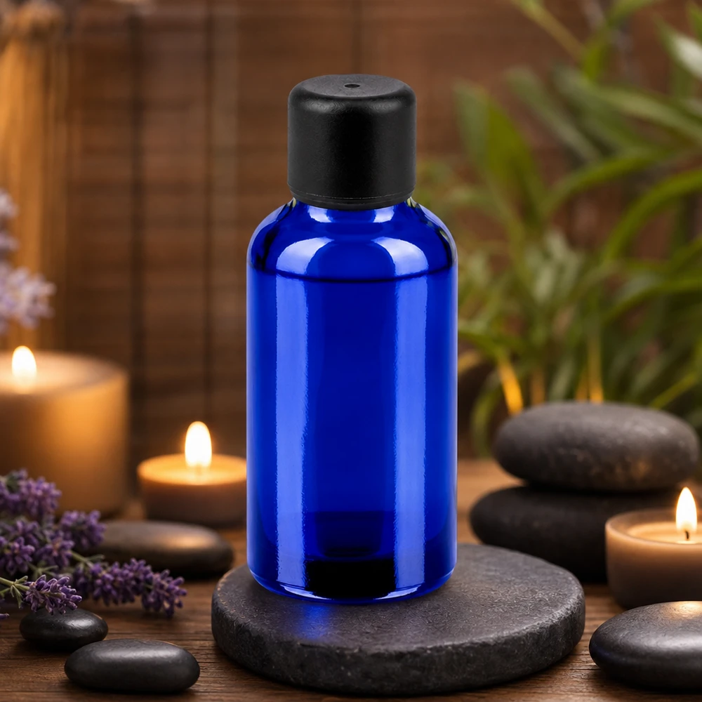 Professionel 30 ml BlueLine-glasflaske med sort standardhætte til farmaceutiske anvendelser