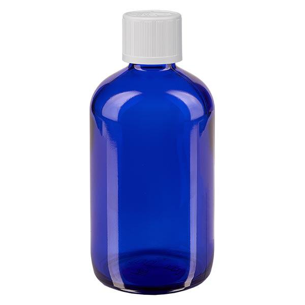 Apoteksflaske blå 100 ml dråbetæller hvid KiSi St Apoteksflaske blå 100 ml dråbetæller hvid KiSi St
