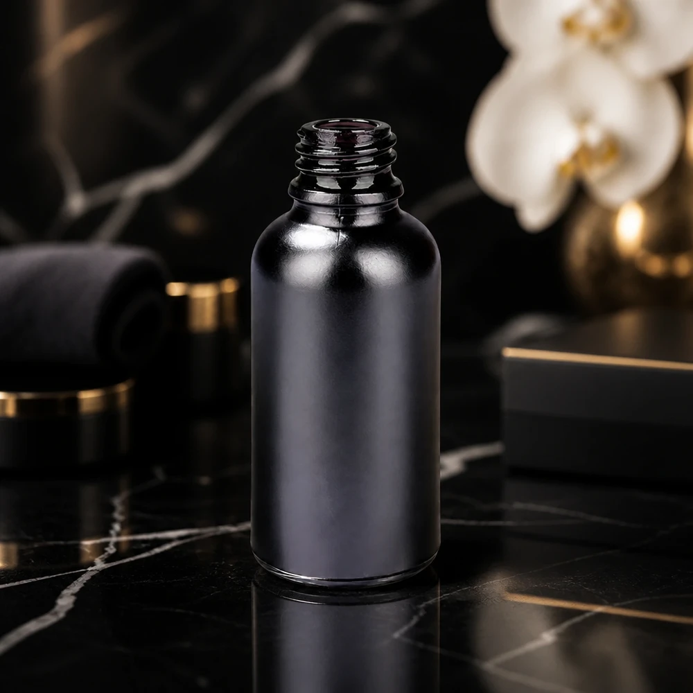 30 ml apoteksflaske BlackLine UT18/30 UNiTWIST BlackLine apoteksflaske 30 ml lavet af violet glas af høj kvalitet med UT18/30 UNiTWIST-låg