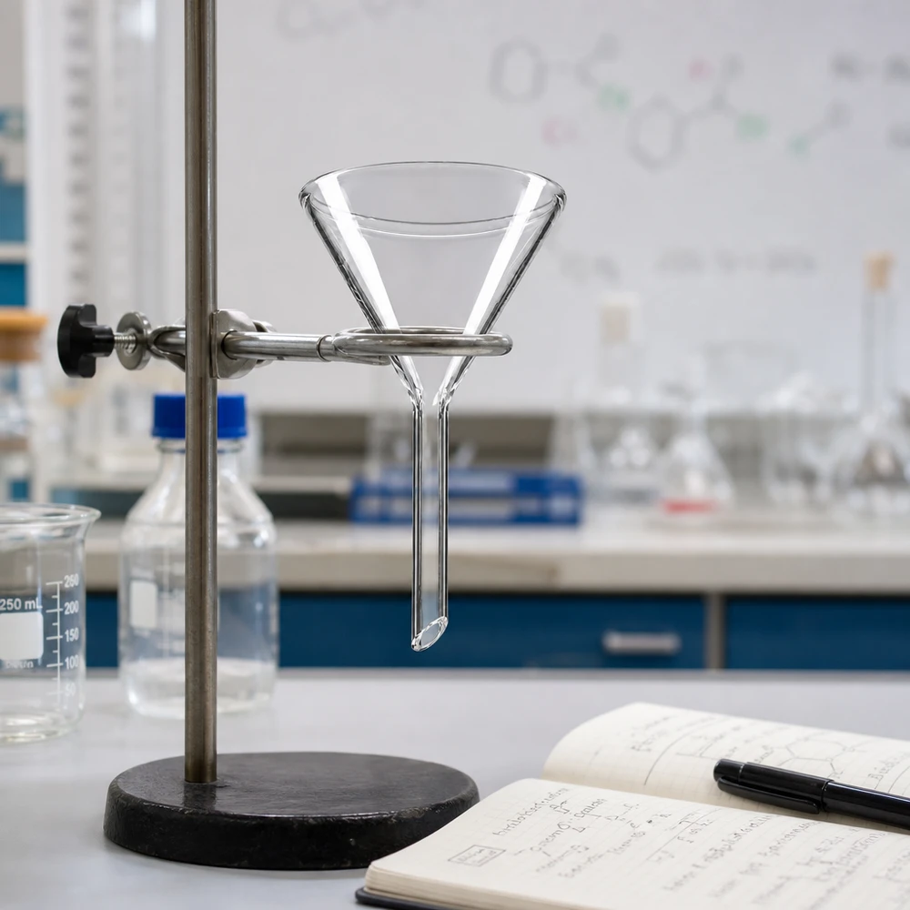 Tragt Ø 50 mm sodakalk, vinkel 60°, kort model Gennemsigtig tragt med 60 graders vinkel lavet af højkvalitets sodakalkglas til laboratorieteknologi