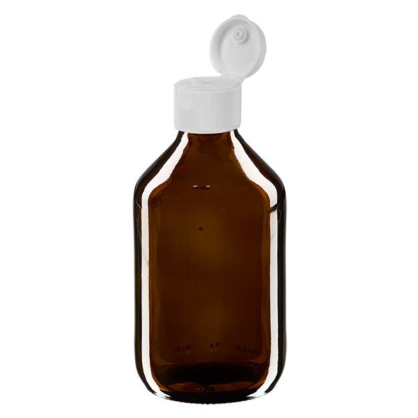 250 ml medicinflaske brun, med flip top ApoGlas. Farmaceutisk kvalitet fra EU-produktion. 28 mm (PP28) gevind. (sirup, let glasflaske) 250 ml medicinflaske brun, med flip top ApoGlas. Farmaceutisk kvalitet fra EU-produktion. 28 mm (PP28) gevind. (sirup, let glasflaske)