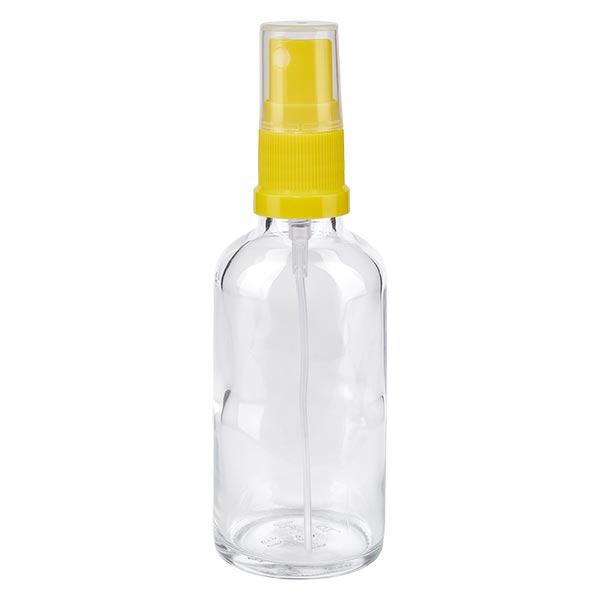 Apoteksflaske klar 50 ml spraytop gul Apoteksflaske klar 50 ml spraytop gul