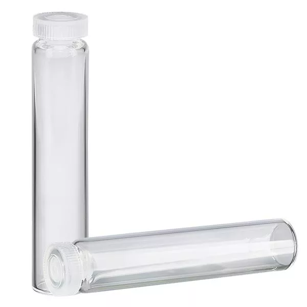 Glas med rullekant, essensrør i klart glas 2 ml