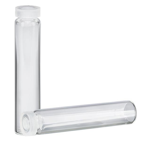 Glas med rullekant, essensrør i klart glas 2 ml Glas med rullekant, essensrør i klart glas 2 ml