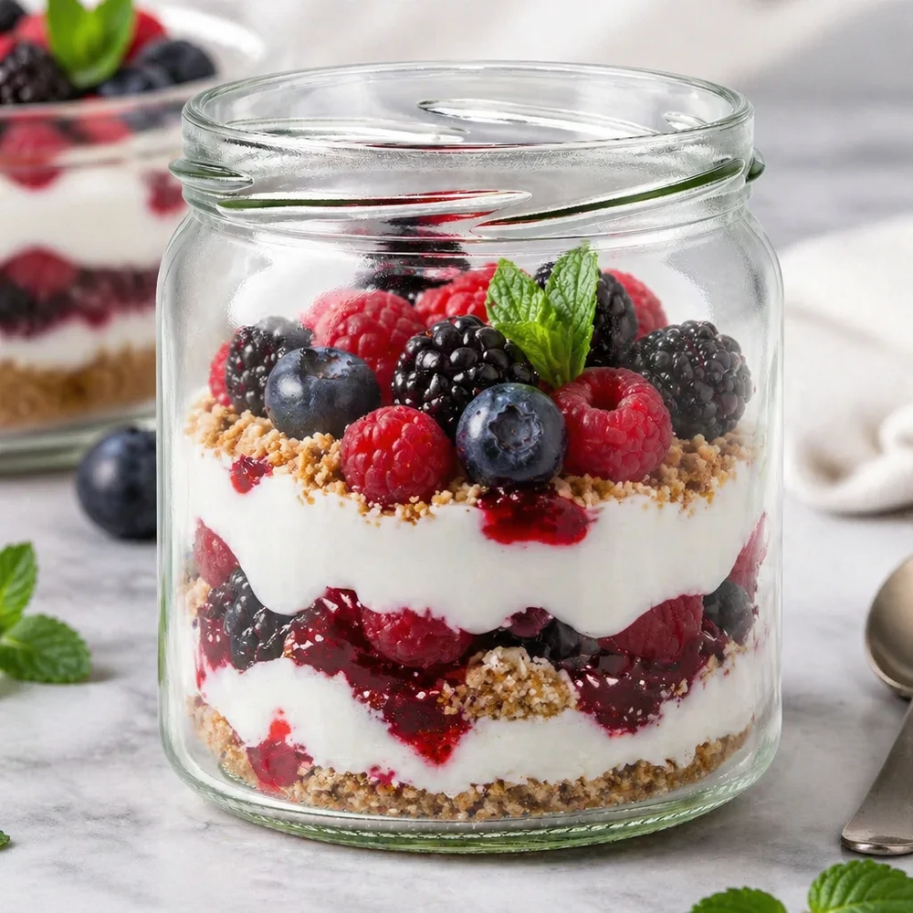 UNiTWIST Runda408 - Rundt glas med en kapacitet på 408 ml TO82 UNiTWIST Runda408 rundt glas 408 ml som dessertglas med bæryoghurtlageret dessert viser alsidig brug
