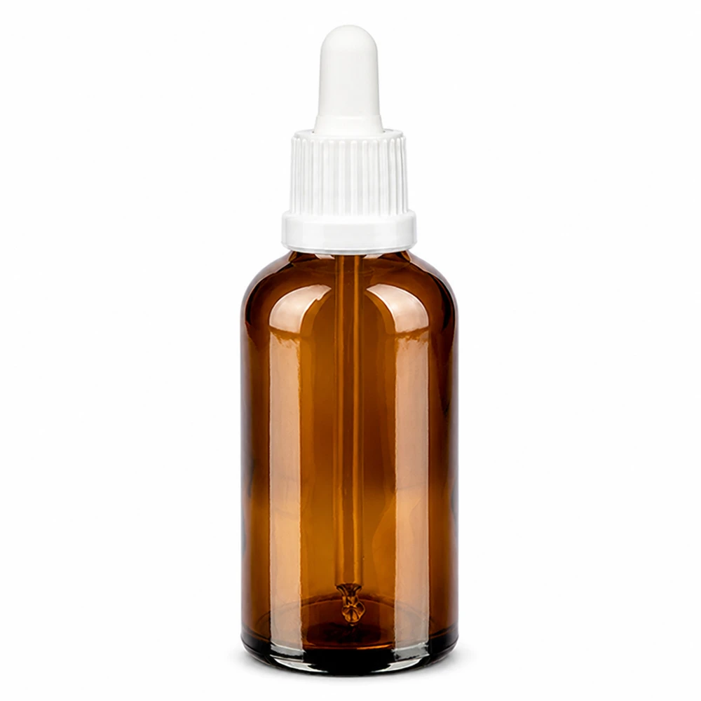 50 ml pipetteflaske hvid OV BrownLine UT18/50 50 ml pipetteflaske af ravfarvet glas med hvid hætte til præcis dosering af væsker