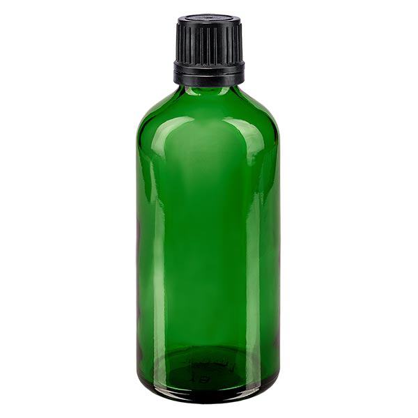 Apoteksflaske grøn 100ml dryp v. Pr 1mm sort OV Apoteksflaske grøn 100ml dryp v. Pr 1mm sort OV