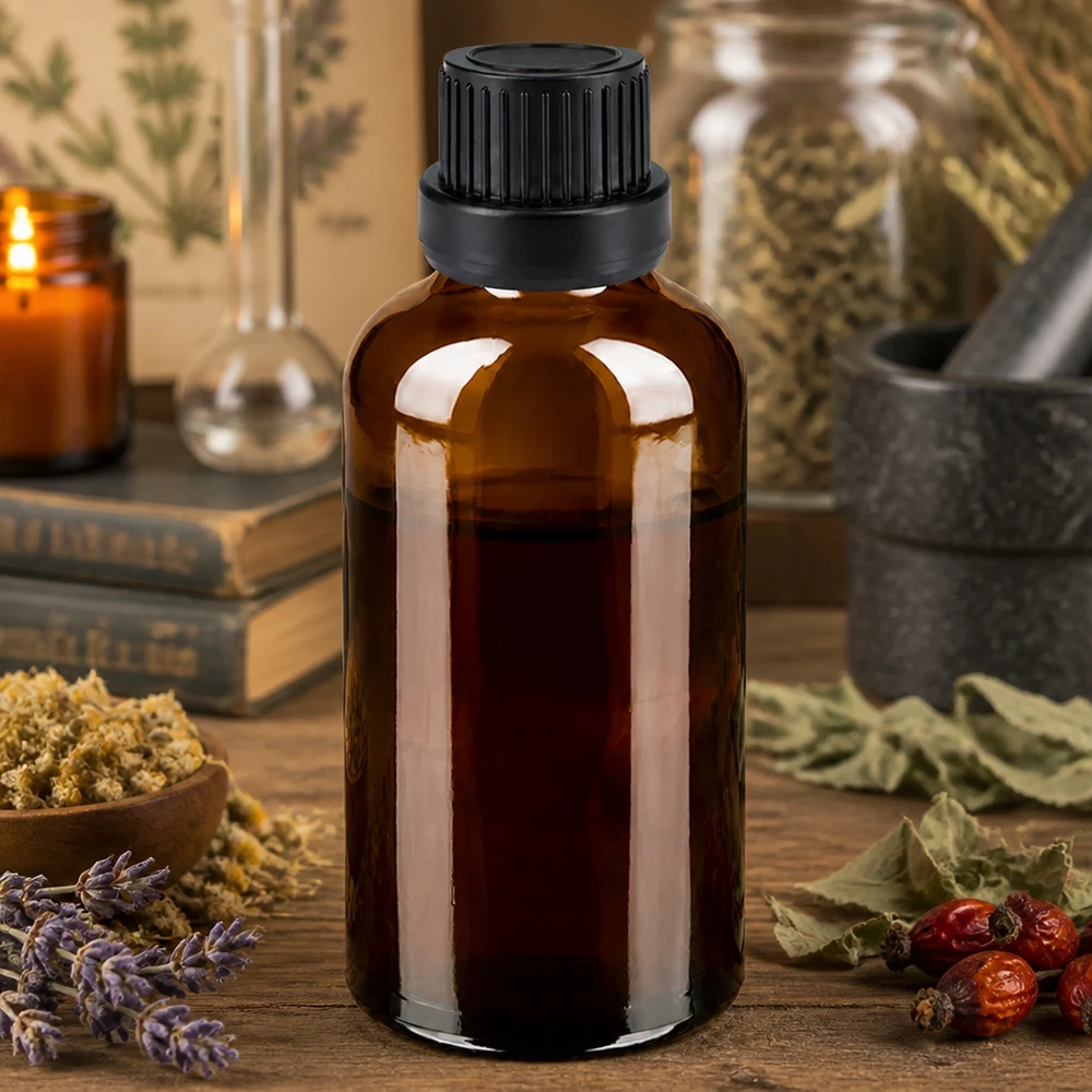 50 ml dråbeflaske 2 mm sort OV BrownLine UT18/50 Lille 50 ml dråbeflaske af UV-beskyttende ravfarvet glas til følsomme stoffer