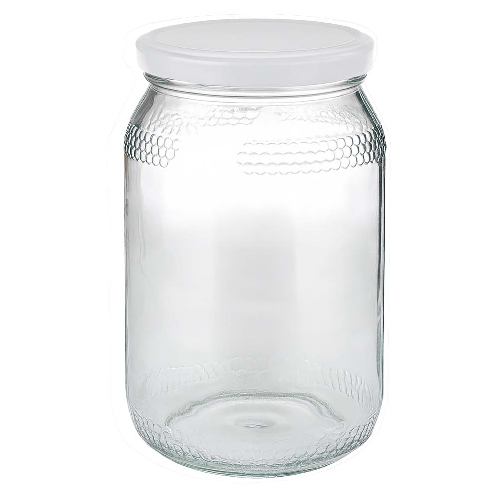 1260 g honningglas med hvidt BasicSeal UNiTWIST-låg