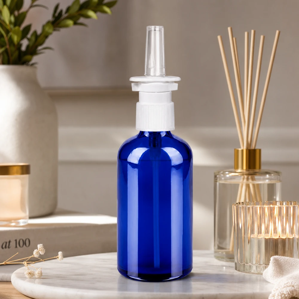 100 ml BlueLine næsesprayflaske med STD-gevind og drypfrit spraysystem til præcis påføring