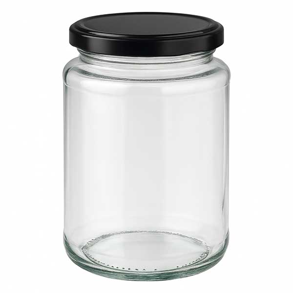 382 ml rund krukke med BasicSeal-låg sort UNiTWIST