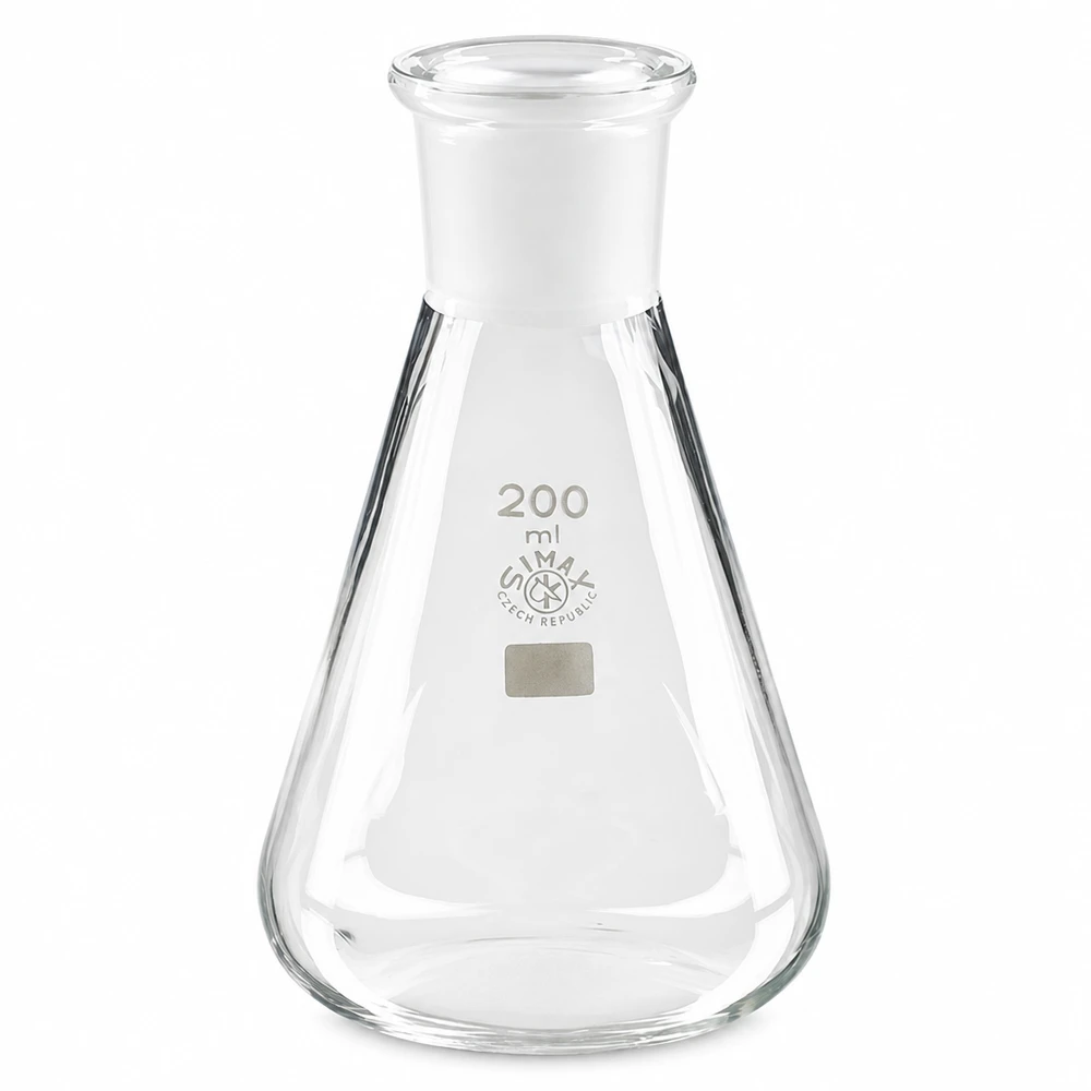 Erlenmeyer-kolbe 200 ml med standard slebet led (29/32) Erlenmeyer-kolbe 200 ml med standard slebet led (29/32)