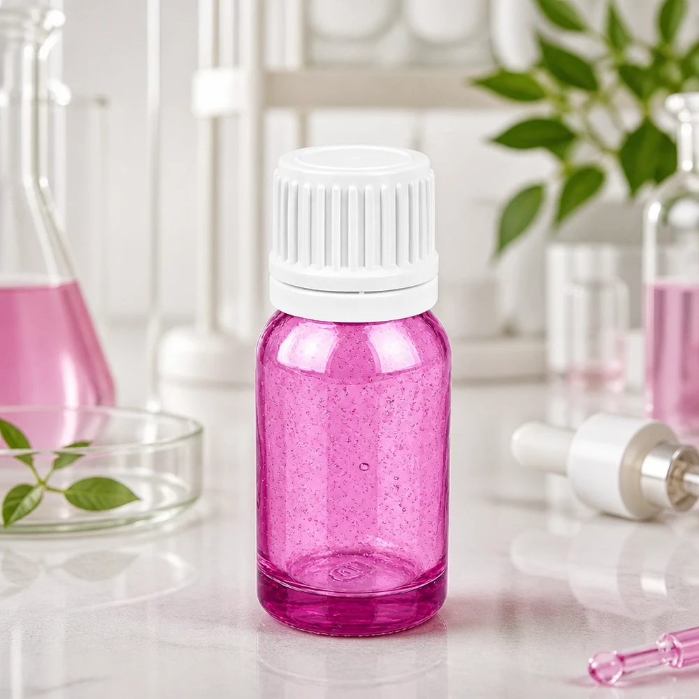 10ml flaske 11mm skruelåg hvid Originality skruelåg PurpleLine UT18/10 10 ml glasflaske af høj kvalitet i violet farve med hvidt skruelåg til laboratorie- og lægemiddelbrug
