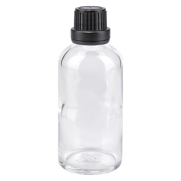 Apoteksflaske klar 50ml dryp v. Pr. 2mm sort OV