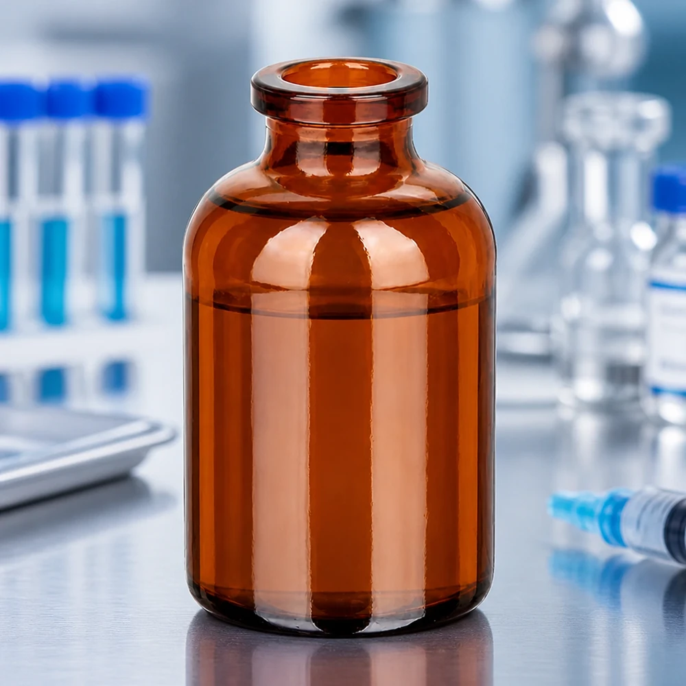 Injektionsflaske af ravfarvet glas 30 ml Bernsteinfarbene Injektionsflasche 30ml aus Typ-I-Glas für parenterale Arzneimittel