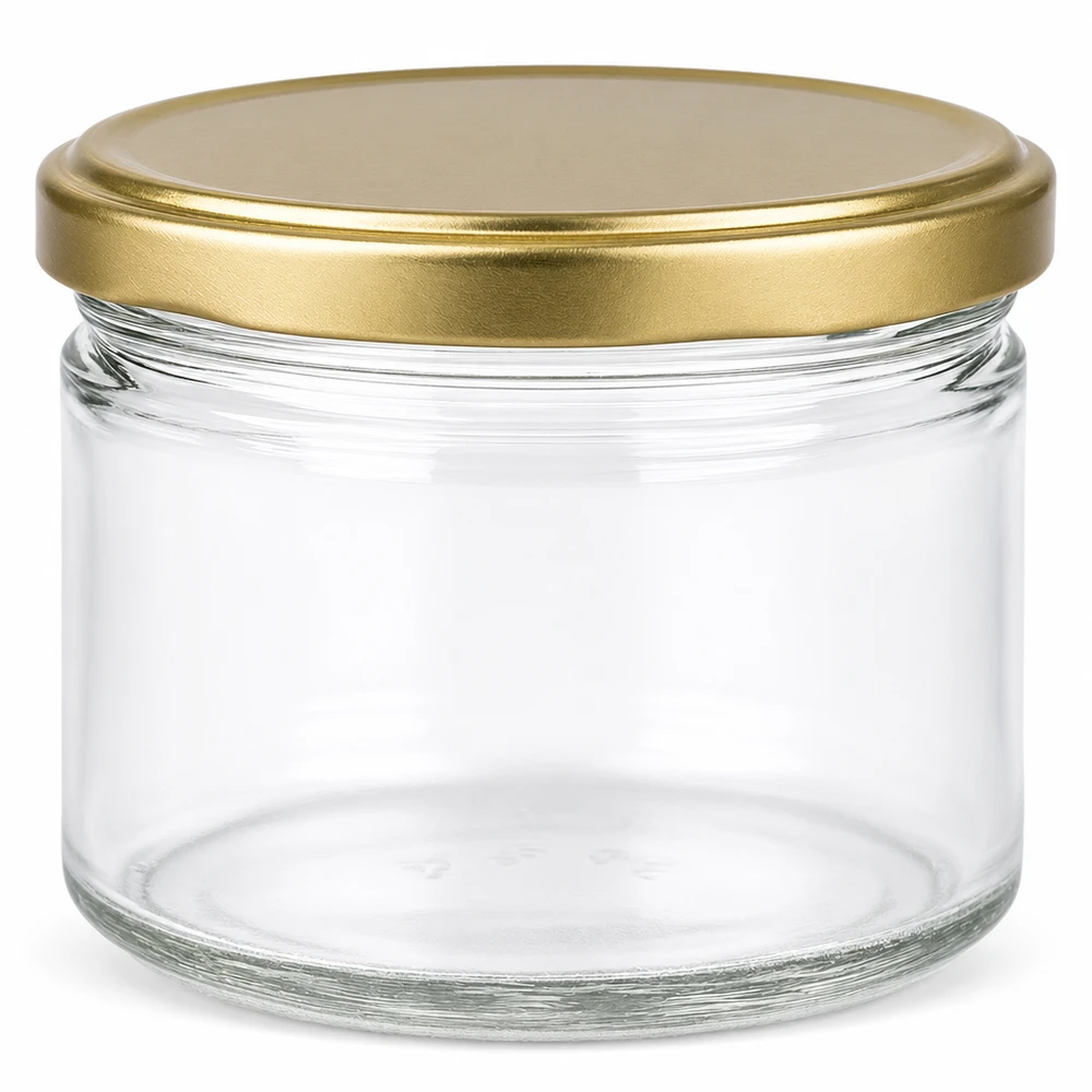 700 g honningglas med gyldent låg BasicSeal UNiTWIST 700g Honigglas leer mit goldenem Schraubdeckel BasicSeal für Honig Marmelade und Einmachen aus klarem Glas