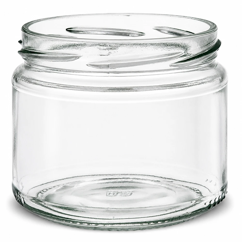 UNiTWIST Runda330 - Rundt glas med en kapacitet på 330 ml TO82 UNiTWIST Runda330 rund krukke 330ml TO82 tom gennemsigtig konserveskrukke konserveskrukke uden låg