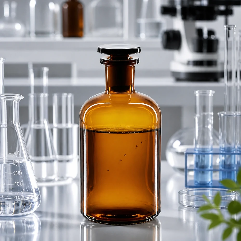 Rund skulderflaske 250 ml brun glasprop med smal hals Klassisk apotekerflaske, 250 ml, brunt glas, smal hals med glasprop til laboratoriekemikalier