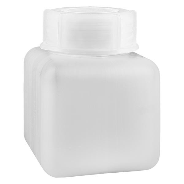 Kemikalieflaske 500 ml, bred hals fremstillet af PE-HD, naturfarvet