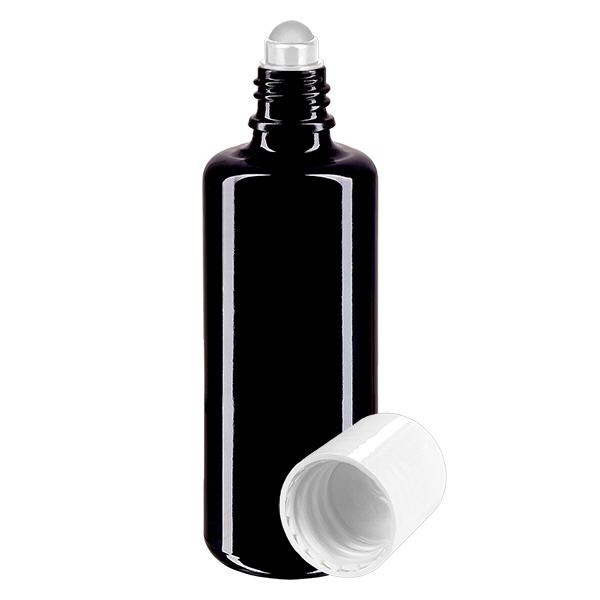 Apoteksflaske viol 100ml roll-on hætte hvid Apoteksflaske viol 100ml roll-on hætte hvid