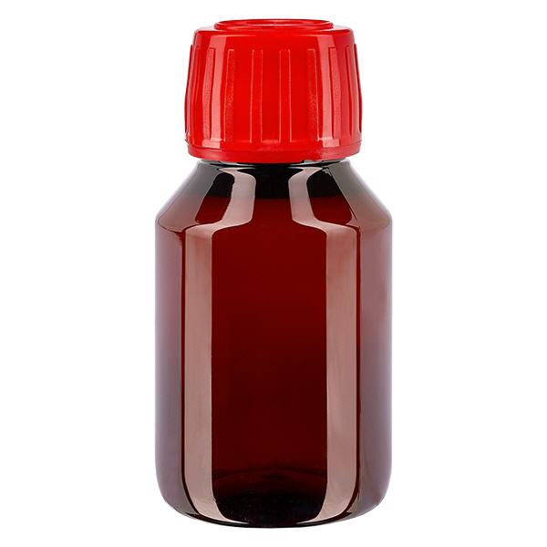 PET-flaske 50 ml med rød hætte OV PET-flaske 50 ml med rød hætte OV