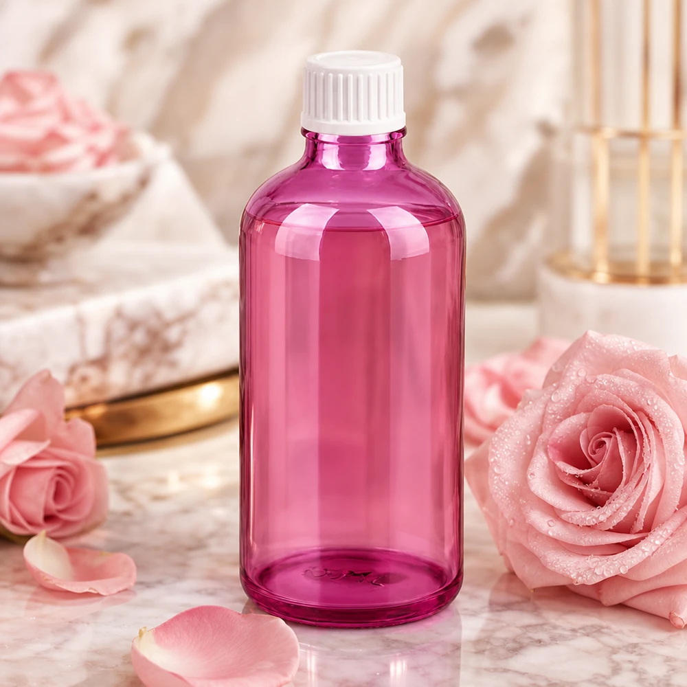 100 ml dråbeflaske 0,9 mm hvid standard PurpleLine UT18/100 Lille 100 ml dråbeflaske af gennemsigtig plast med hvidt skruelåg STD-gevind