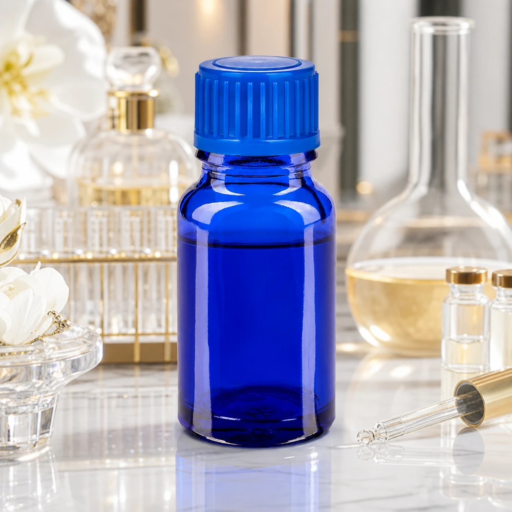 10 ml flaske 11 mm SV blå STD BlueLine UT18/10 10 ml glasflaske i høj kvalitet i lyseblå med robust skruelåg til laboratoriebrug