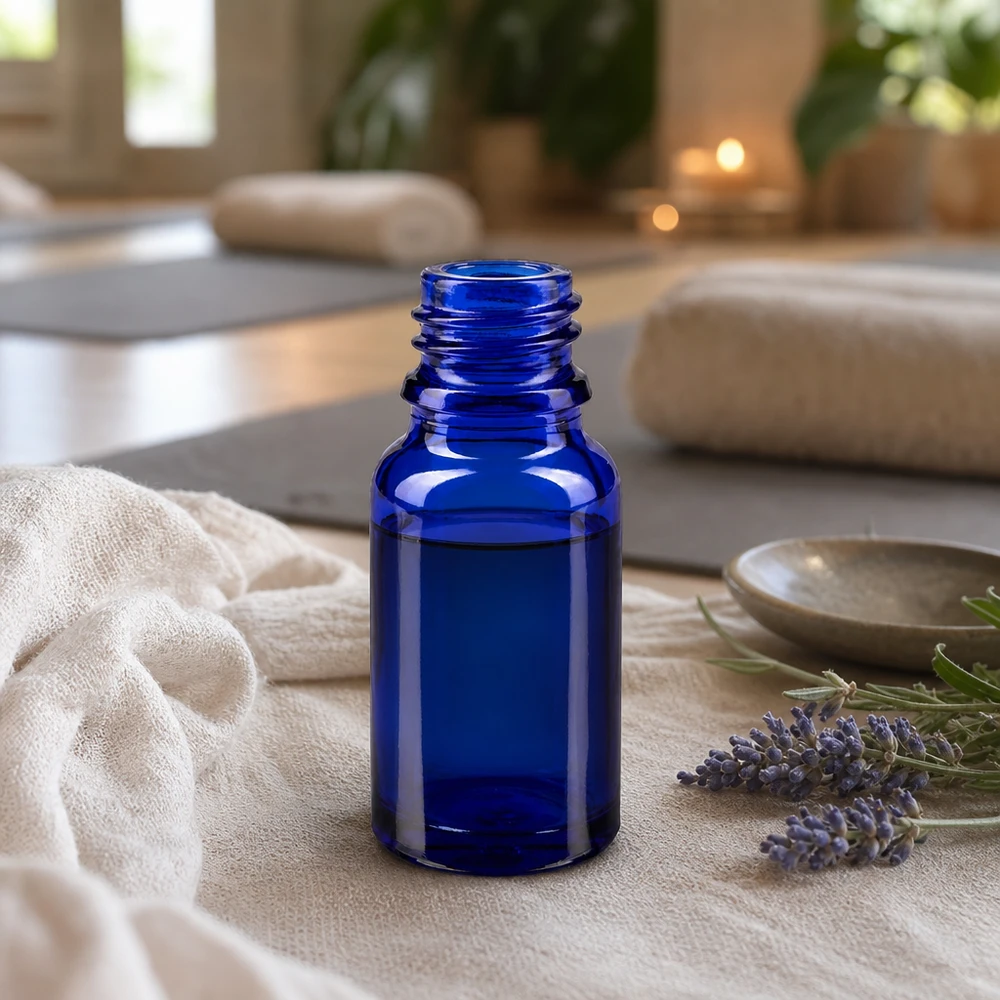 Dropperflaske 10ml DIN 18 BLÅT GLAS Kompakt ApoGlas-apoteksflaske 10 ml i elegant blå til aromaterapi