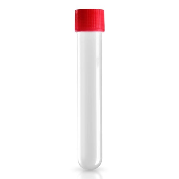 Reagensglas krystalklart 13ml, 16x100mm med skruelåg PP rød Reagensglas krystalklart 13ml, 16x100mm med skruelåg PP rød