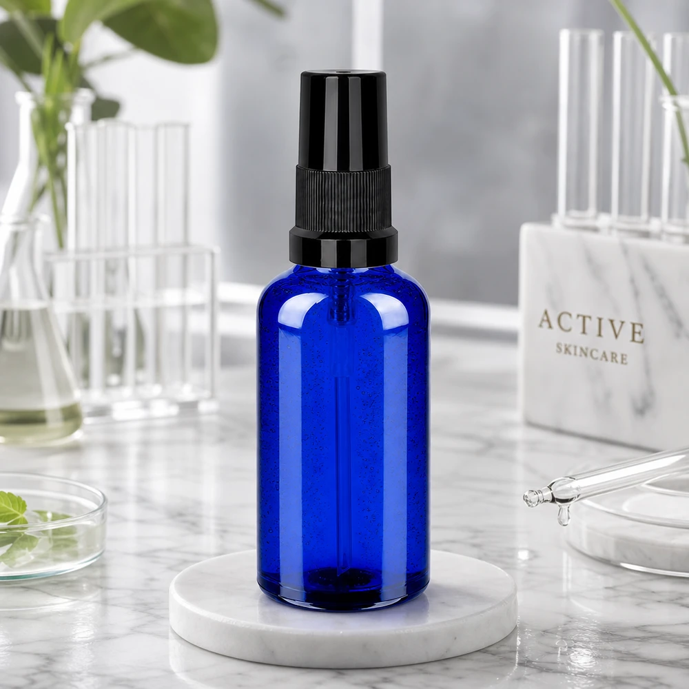 50 ml BlueLine sprayflaske med UT18-gevind og sort STD-forstøver til professionel brug