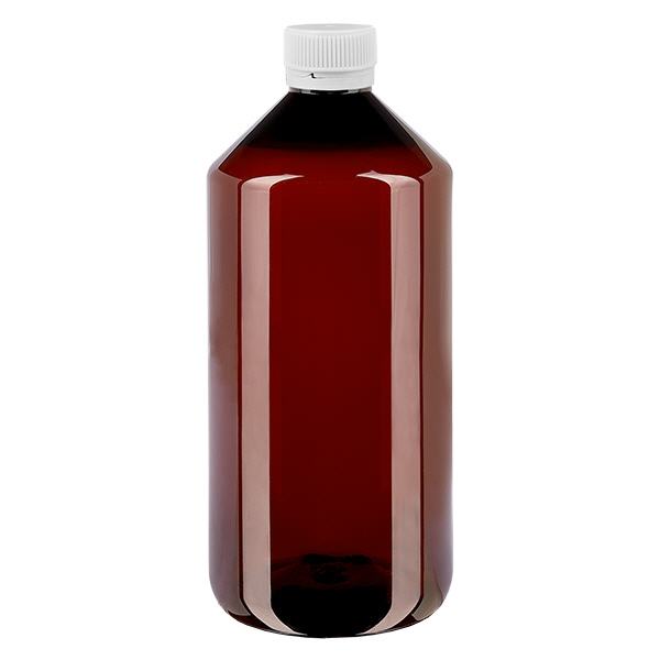 PET-flaske 1000 ml med hvid rillet OV PET-flaske 1000 ml med hvid rillet OV