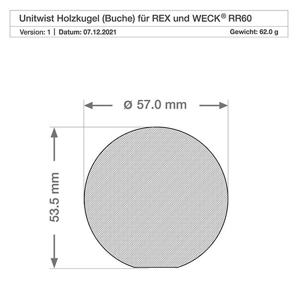 UNiTWIST trækugle (bøg) til WECK RR60 UNiTWIST trækugle (bøg) til WECK RR60