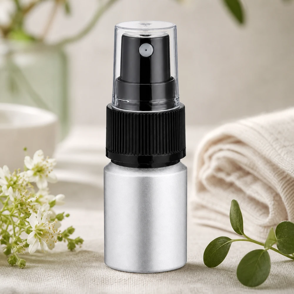 10 ml farvet aluminiumsflaske med forstøver Kompakt 10 ml aluminiumsflaske med gennemsigtigt forstøverhoved til mobil brug af parfume