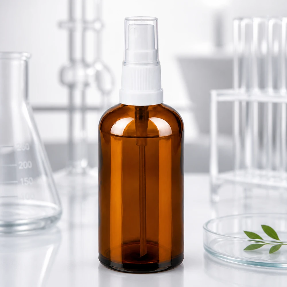 100 ml sprayflaske hvid/tr. STD BrownLine UT18/100 BrownLine sprayflaske 100 ml med UT18-gevind til professionel kosmetikproduktion og laboratoriebrug