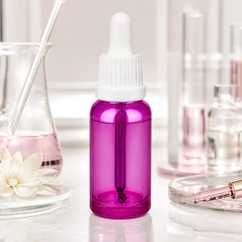20 ml pipetteflaske hvid Originality skruelåg PurpleLine UT18/20 Lille 20 ml pipetteflaske i transparent violet med praktisk dråbehætte