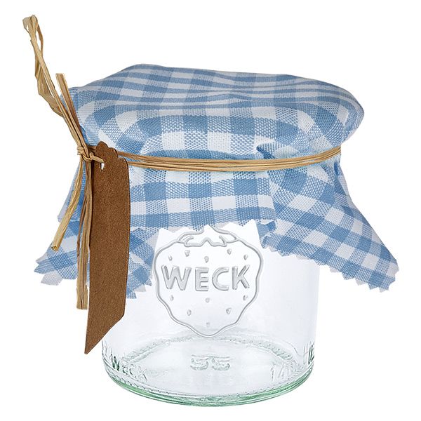 Stofdækkeserviet lyseblå ternet 120x120mm firkantet