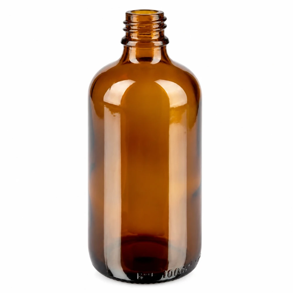 100 ml dråbeflaske 0,7 mm hvid OV BrownLine UT18/100 100 ml apoteksflaske i ravfarvet glas med dråbehætte til medicinsk brug